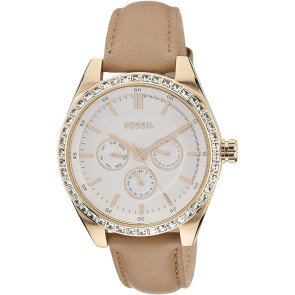 Horlogeband Fossil BQ1767 Leder Beige 18mm